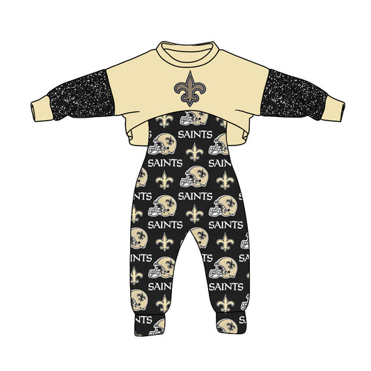 Preorder Kids Girls Football Team Top and Jumpsuit Outfit 3  MOQ