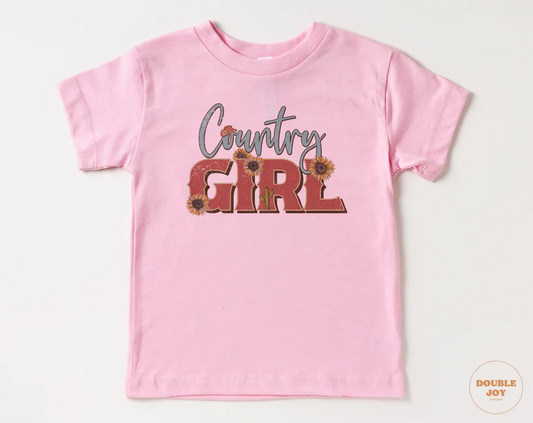 Baby Girls Country Girl Pink Short Sleeve T-shirt Top Preorder 3 MOQ