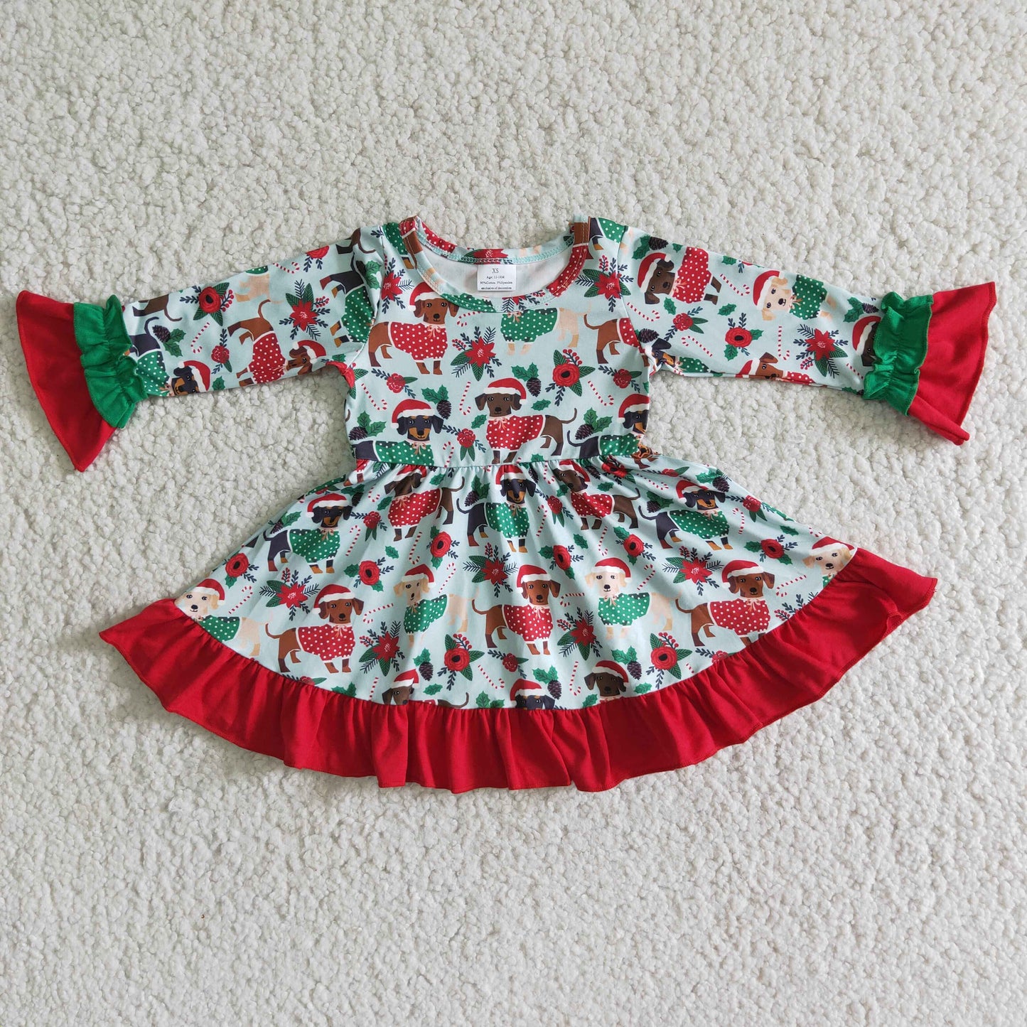 6 A6-17 Baby Girls Christmas Holly Berry  Dog Dress