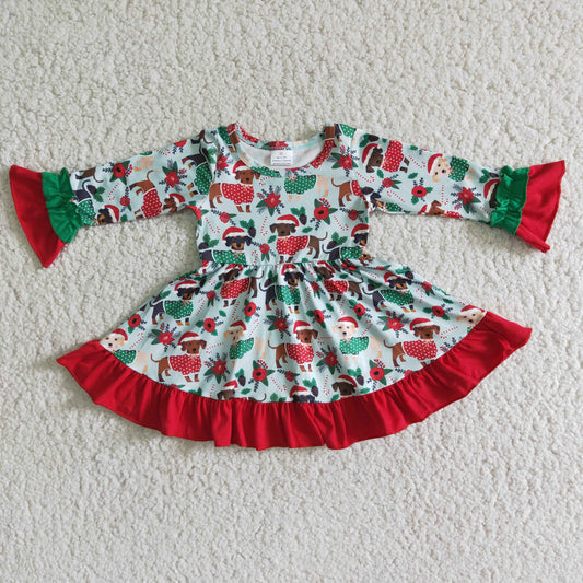 6 A6-17 Baby Girls Christmas Holly Berry  Dog Dress