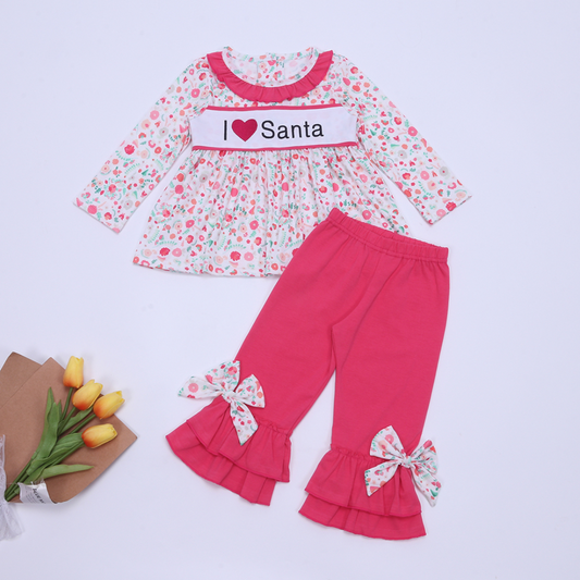 Baby Girls I Love Santa Pants Outfit Preorder 3 MOQ