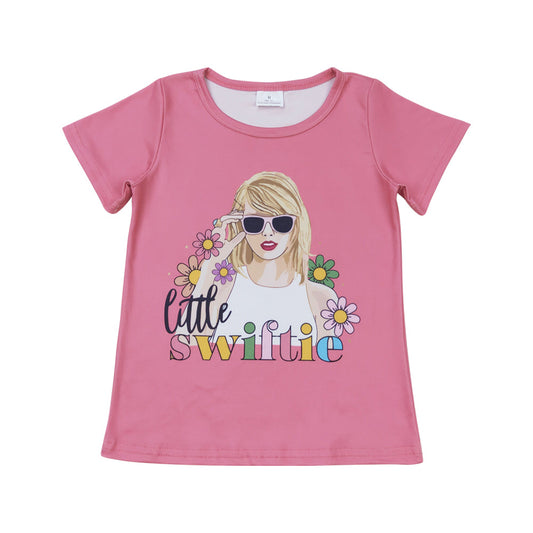 GT0552 Little Swiftie Singer Baby Girls Pink Short Sleeve T-shirt Top