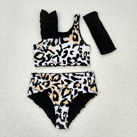 S0223  Baby Girls Leopard Swimsuit Set