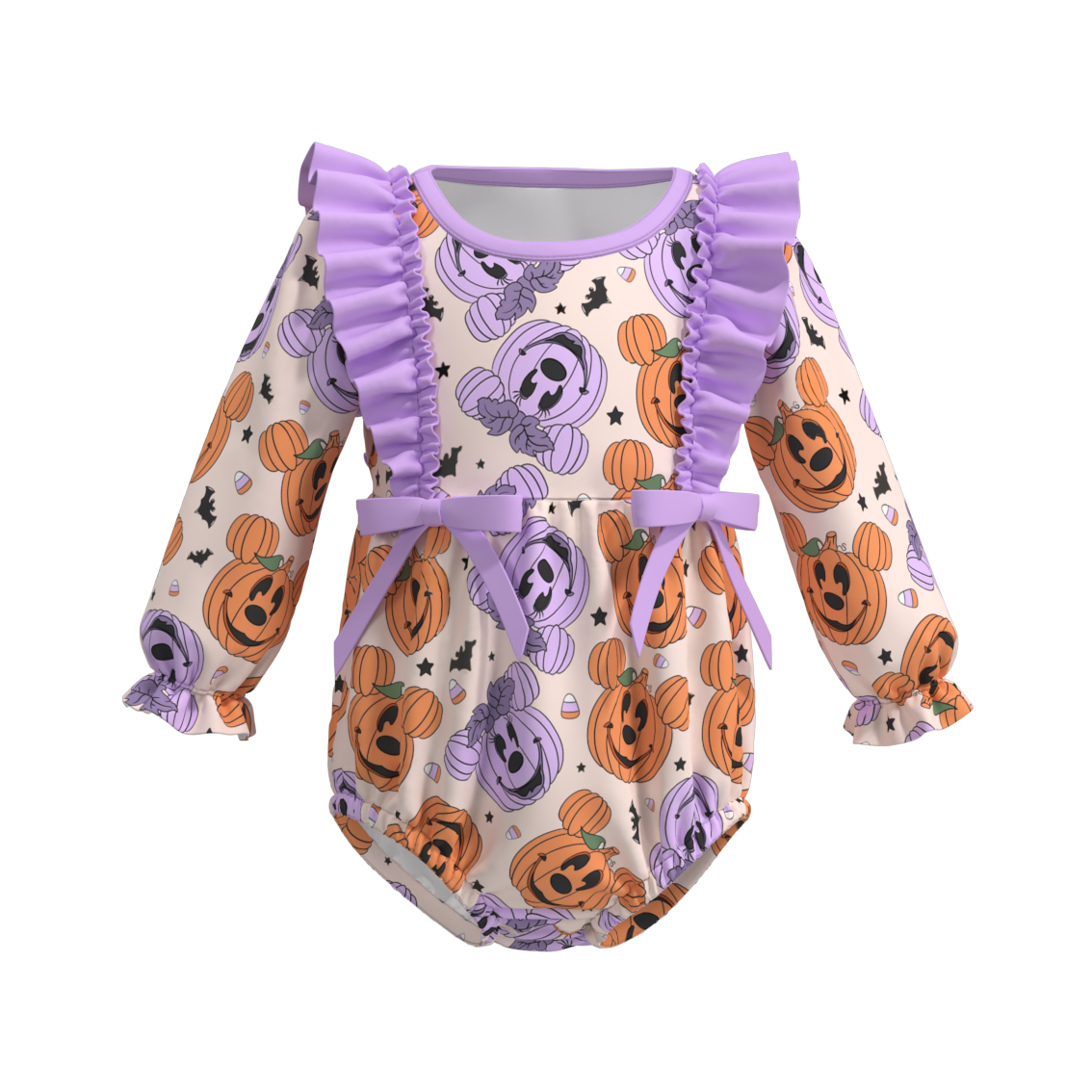 Baby Girls Halloween Cartoon Mouse Pumpkin Long Sleeve Romper Preorder 3 MOQ