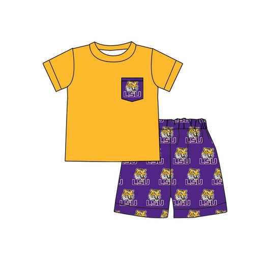 Baby Boys Football Team LSU  Shorts Outfit   3 MOQ