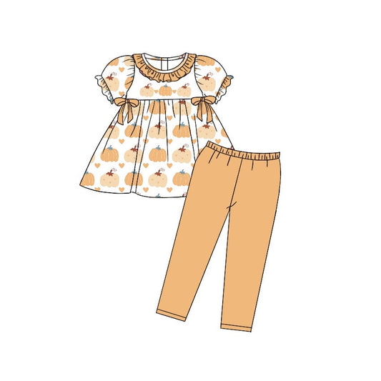 Kids Girls Pumpkin Tunic Top Orange leggings Pants Set 3 MOQ Pre-order