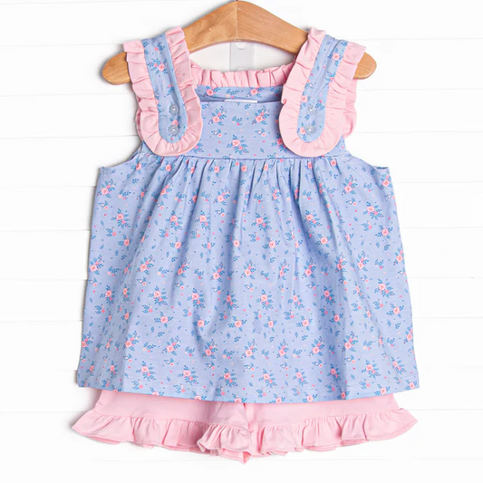 Toddler Girls Summer Floral Outfit Set  Pre-order 3 MOQ