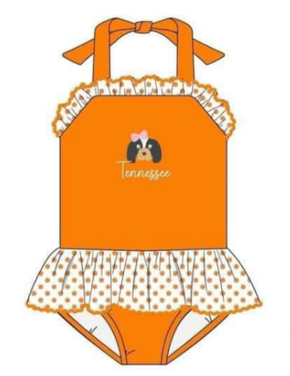 Baby Girls Football Team Orange Swimsuit NO MOQ , Dealine Time : April 12th