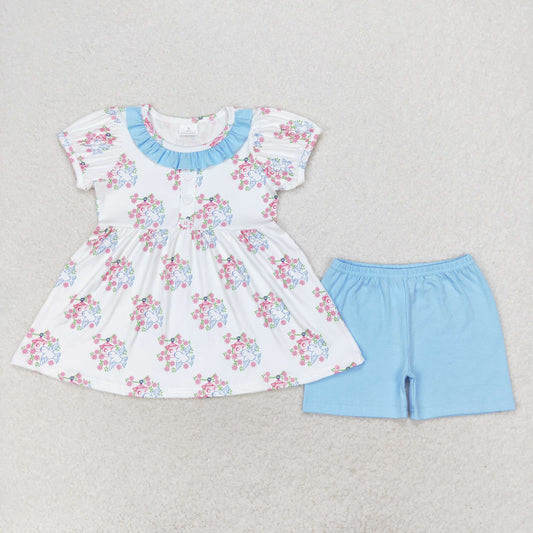 GSSO1225 Baby Girls Summer Pigeon Top and Shorts Set