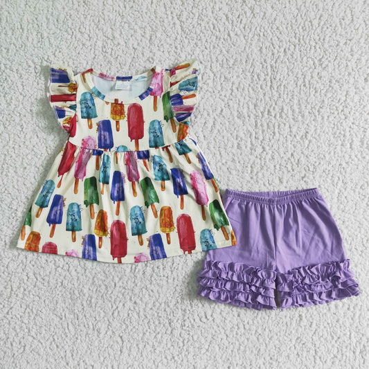 A6-22  Summer Girls Cute Popsicle Outfit