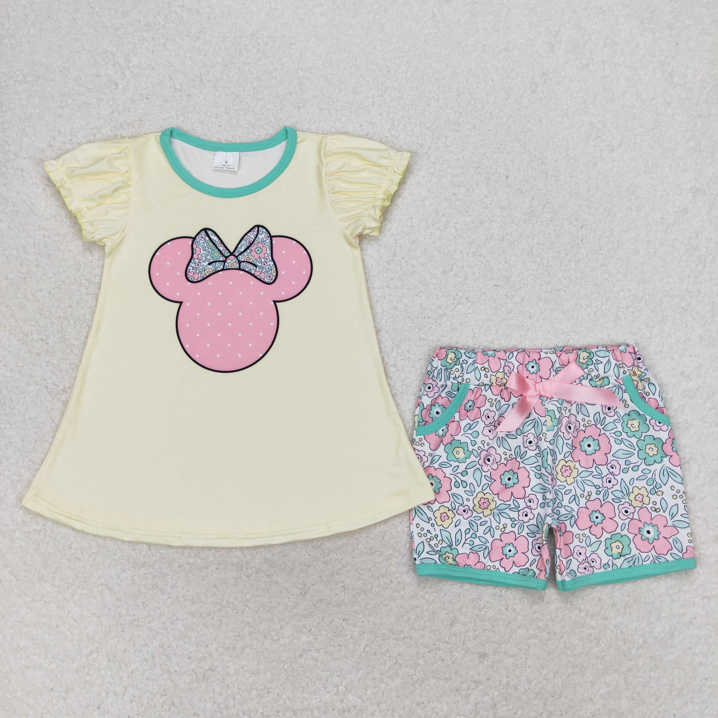Pockets Flowers Shorts Clothes Sets