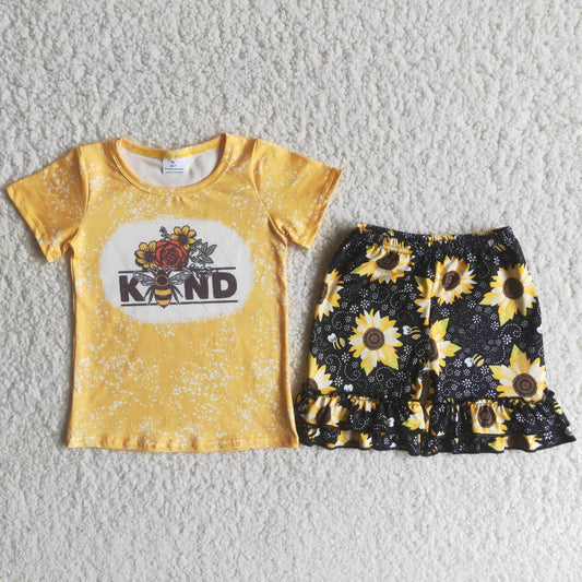 B5-2 Summer Baby Girls Kind Bee Shorts Set