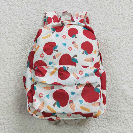 BA0069 Kids Girls Back to School Red Apple Backpack Bag