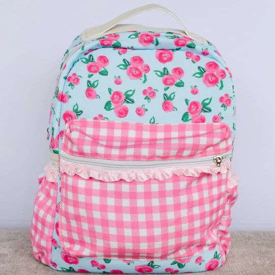 BA0217 Baby Girls Rose Pink Gingham Backpack School Bag Pre-order