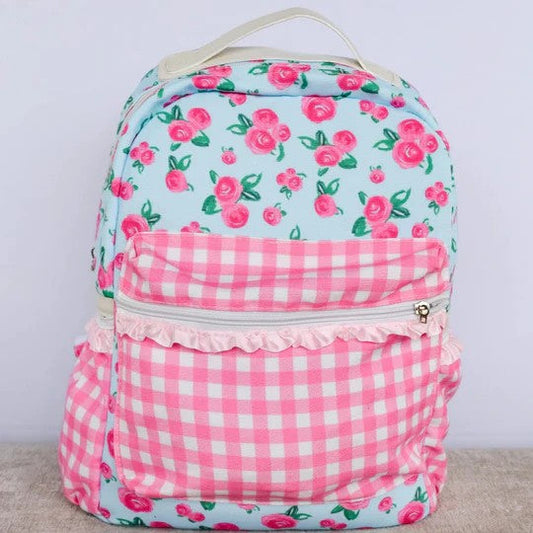 BA0217 Baby Girls Rose Pink Gingham Backpack School Bag Pre-order