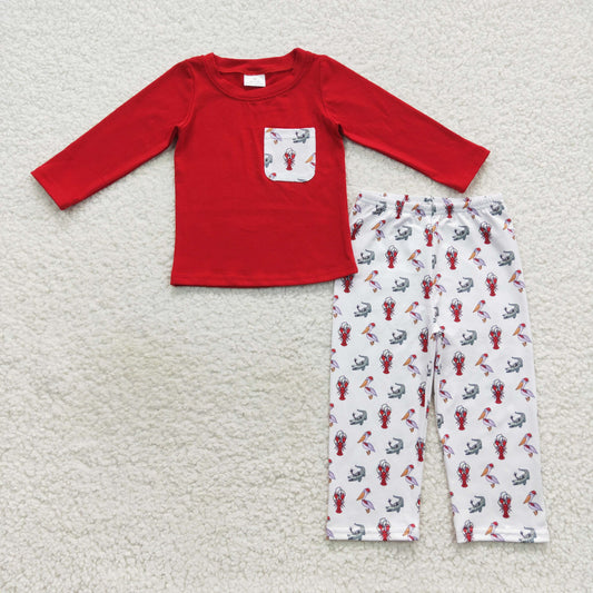 BLP0300 Christmas Baby Boys Crayfish Pants Set With Pocket