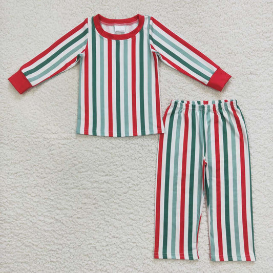 BLP0361 Baby Boys Christmas Striped Long Sleeve Pajama Set