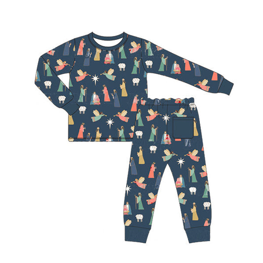 Baby Girls Christmas Nativity Pajama Set Preorder ）