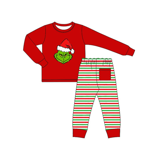 Baby Boys Christmas Green Face Pajama Set Pre-order