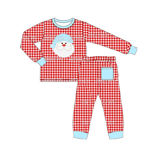 Baby Boys Christmas Santa Red Gingham Pajama Set Pre-order