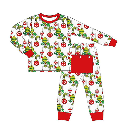Baby Boys Christmas Green Face Pajama Set Pre-order