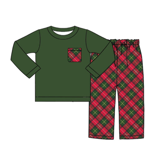 Baby Boys Christmas Red Green Gingham Pajama Set Pre-order