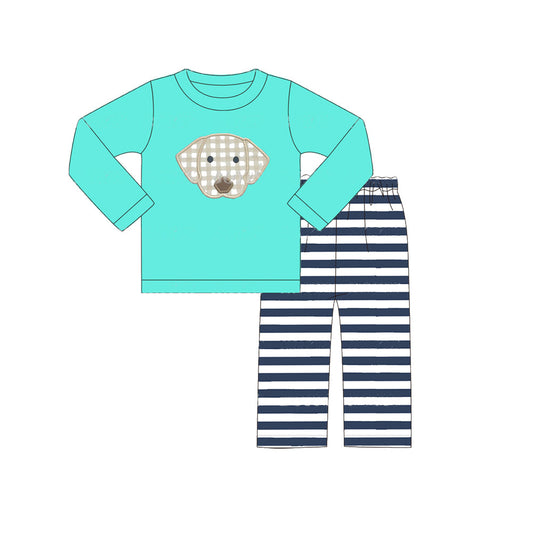 Baby Boys Dog Top Striped Pants Outfit Preorder