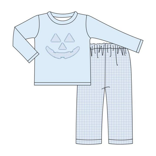 Baby Boys Halloween Pumpkin Blue Pants Set Preorder
