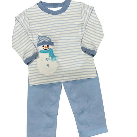 Baby  Boys Snowmen Blue Pants Outfit Preorder