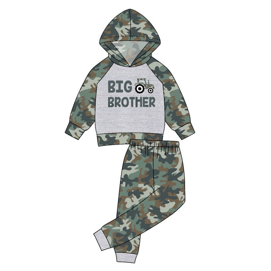 BLP0576 Baby Boys  Big Brother Camo Hoodie Top Outfit Preorder