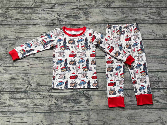 BLP0595 Toddler Boys Christmas Cartoon Car Pajama Set Preorder