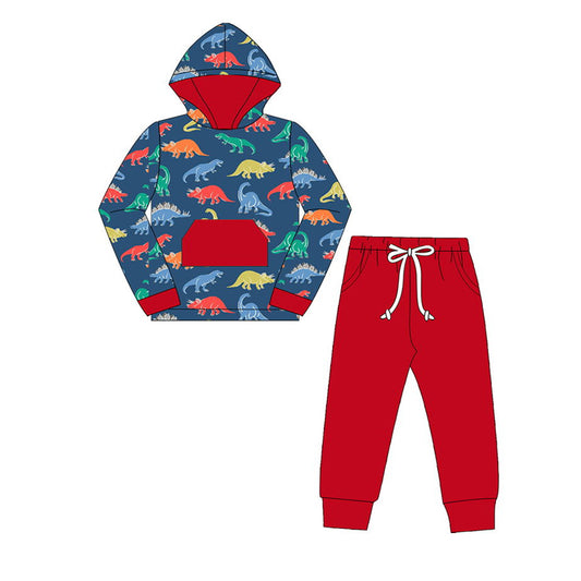 BLP0637 Baby Boys Dinosaur Hoodie Top Pants Outfit Preorder
