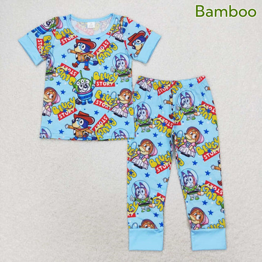 BSPO0376 Baby Boys Cartoon Dog Toys Bamboo Pajama Set