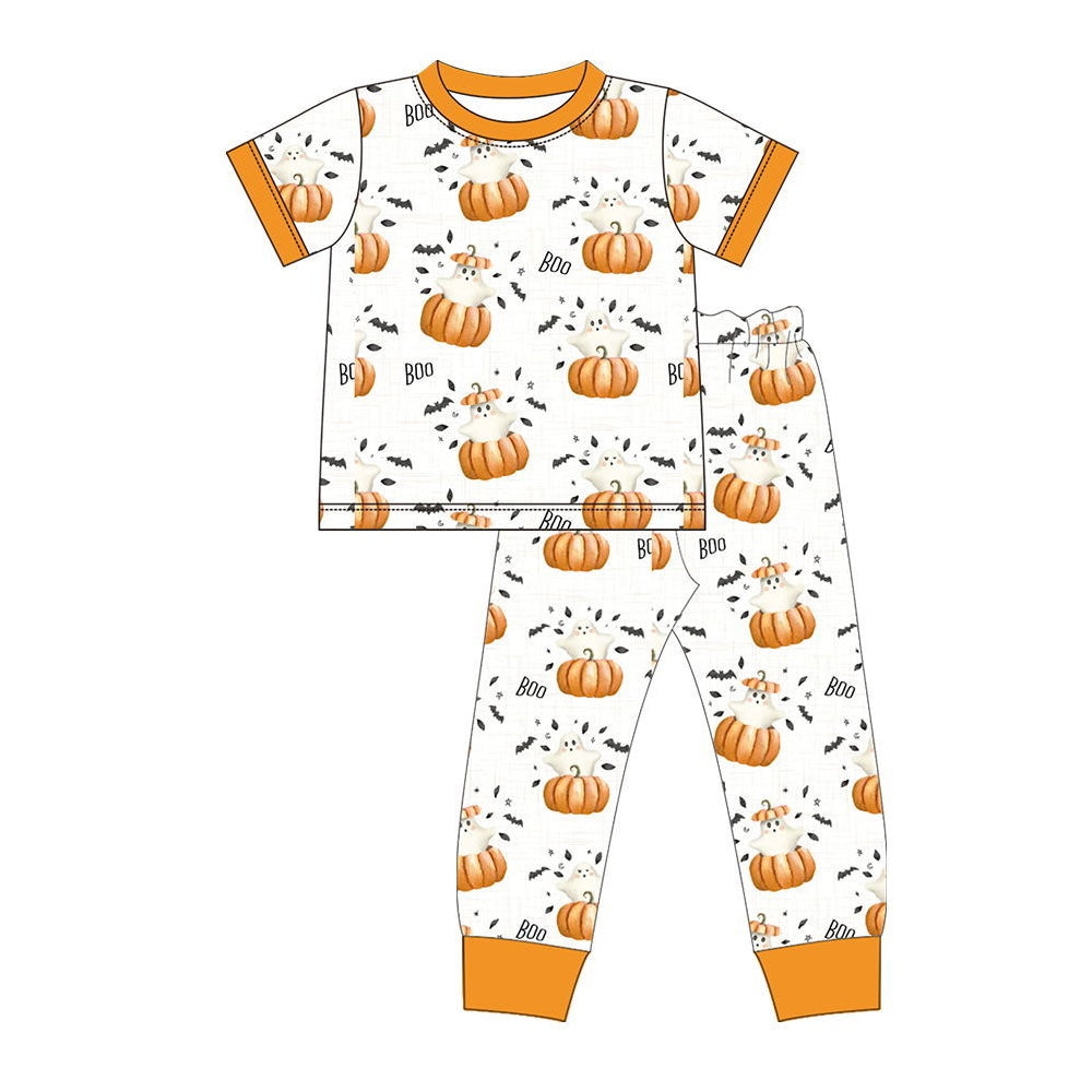 GSPO1559 Baby Sibling Halloween Boo Pumpkin Pajama Set Pre-order