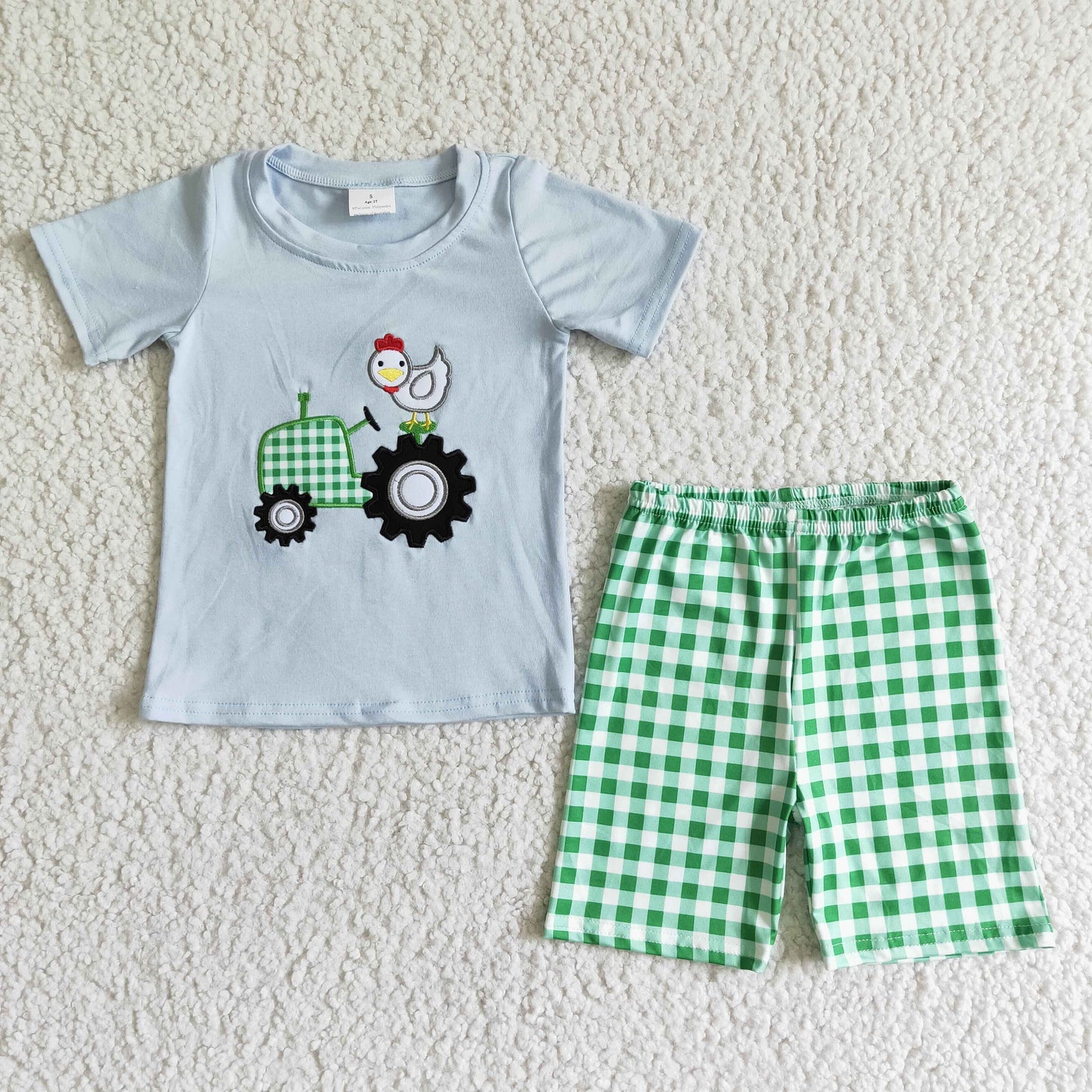 BSSO0031 Summer Boys Embroidery Farm Outfit