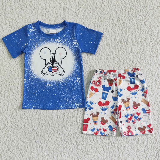 Summer Boys Cartoon July 4th Outfit