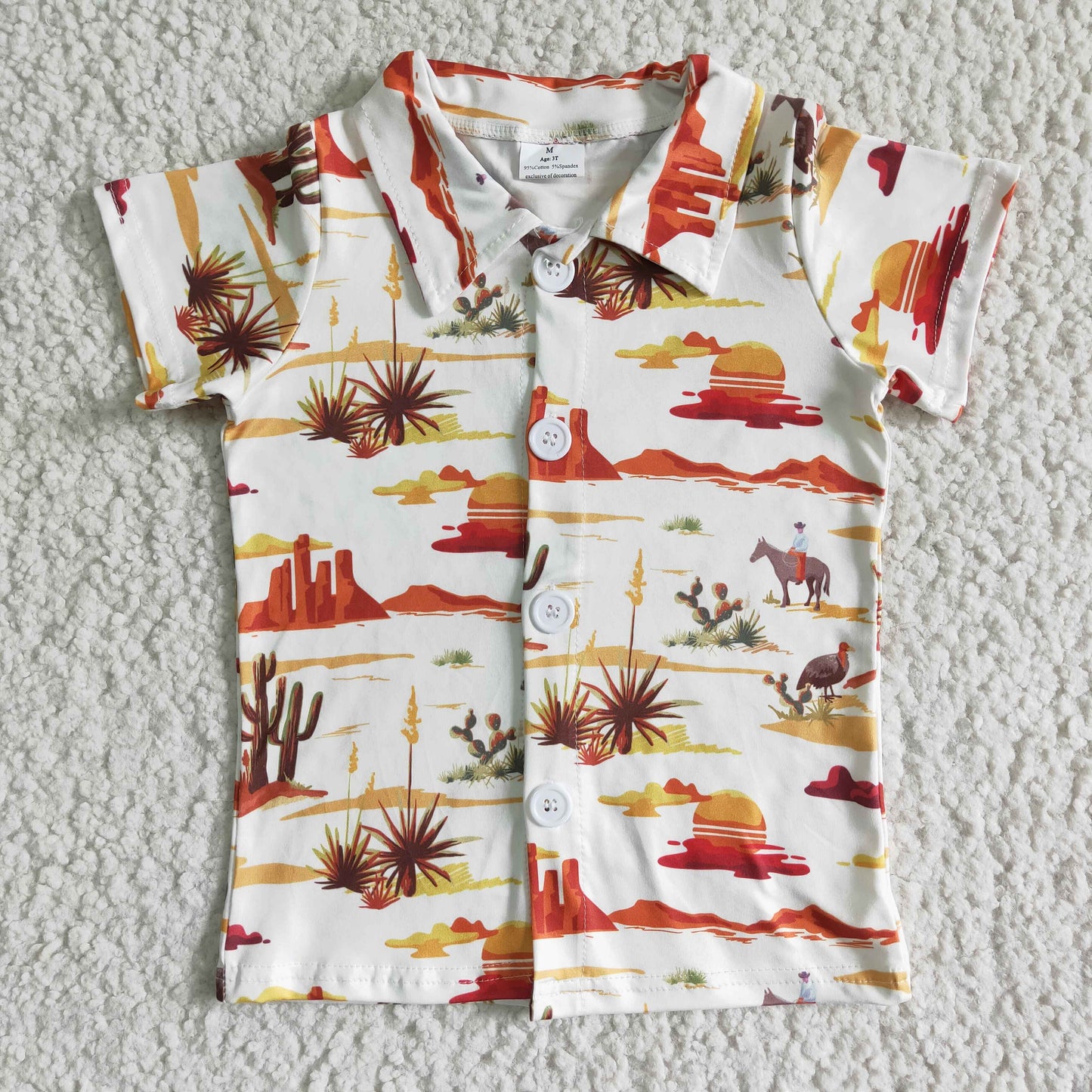 Summer Toddler Boys Western Short Sleeve Shirt Top