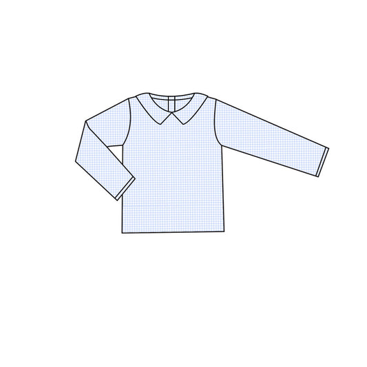 BT0752 Baby Boys Long Sleeve Blue Gingham Top Preorder