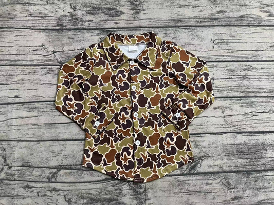 BT0761 Baby Boys Brown Camo Long Sleeve Shirt Top Preorder