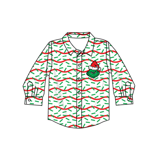 BT0769 Baby Boys Christmas Green Face T-shirt Top Pre-order