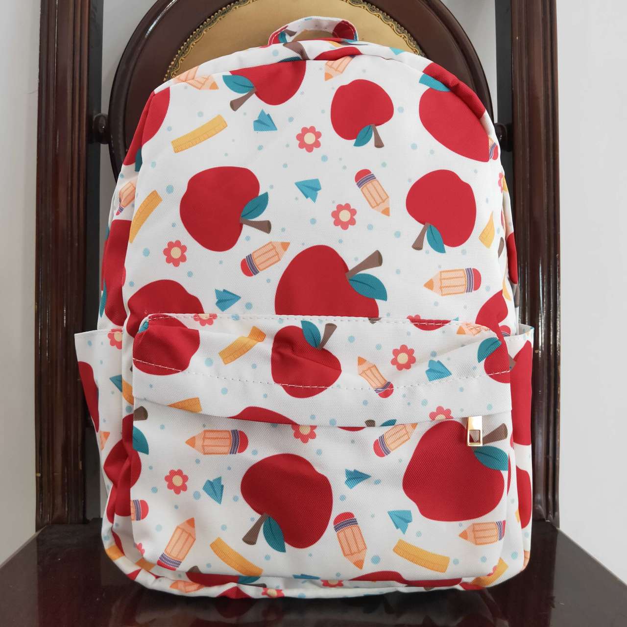 BA0069 Kids Girls Back to School Red Apple Backpack Bag