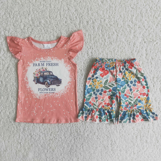 Summer Baby Girls Fram Frese Flowers Outfit