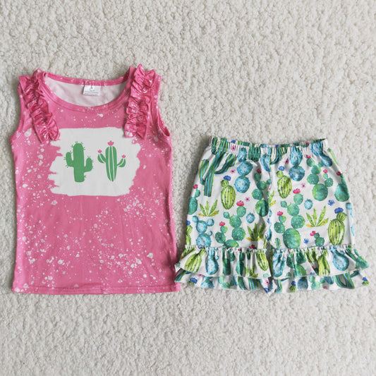 Summer Baby Girls Cactus Shorts Set