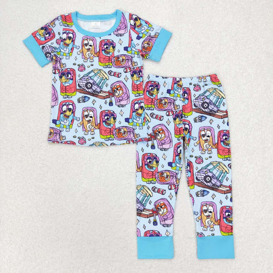Baby Boys Cartoon Blue Dog Pajama Set