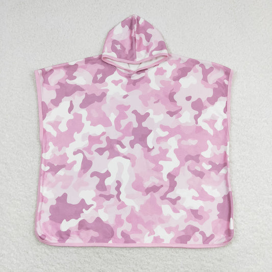 S0437 Baby Girls Pink Camo Swimming Hoodie Towel Coverup