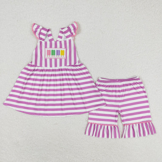 GSSO0734 Baby Girls Summer Popsicle Shorts Set