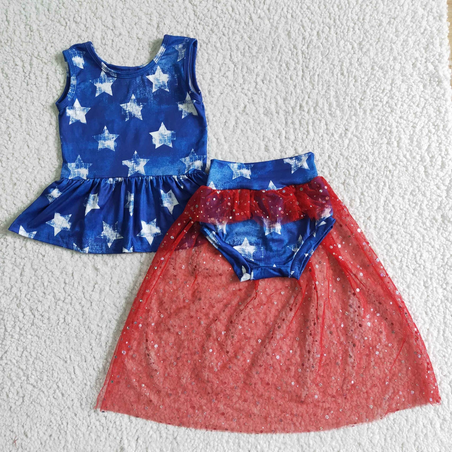 GBO0027 Summer Girls July 4th Bummies Set With Tulle