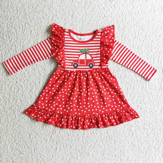 GLD0145 Baby Girls Christmas Tree Red Dress