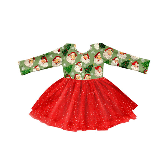 (Pre-order) GLD0243 Girls Christmas Santa Red Tulle Dress