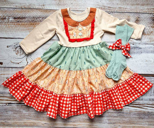 Baby Girls Christmas Vintage Design Long Sleeve Dress